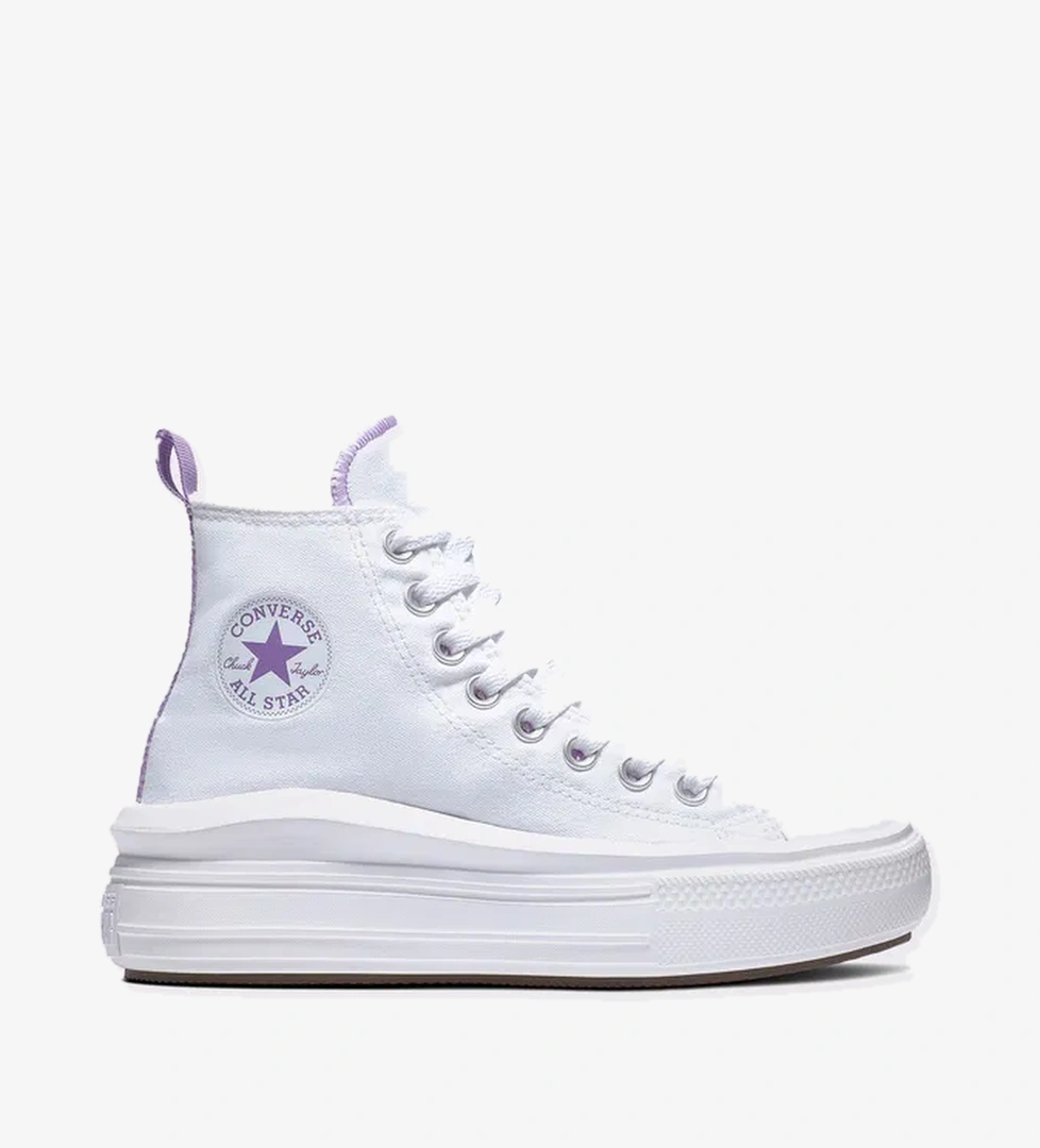 Converse Chuck Taylor All Star Move Platform Çocuk Mor Detaylı Beyaz Sneaker - Görsel 1