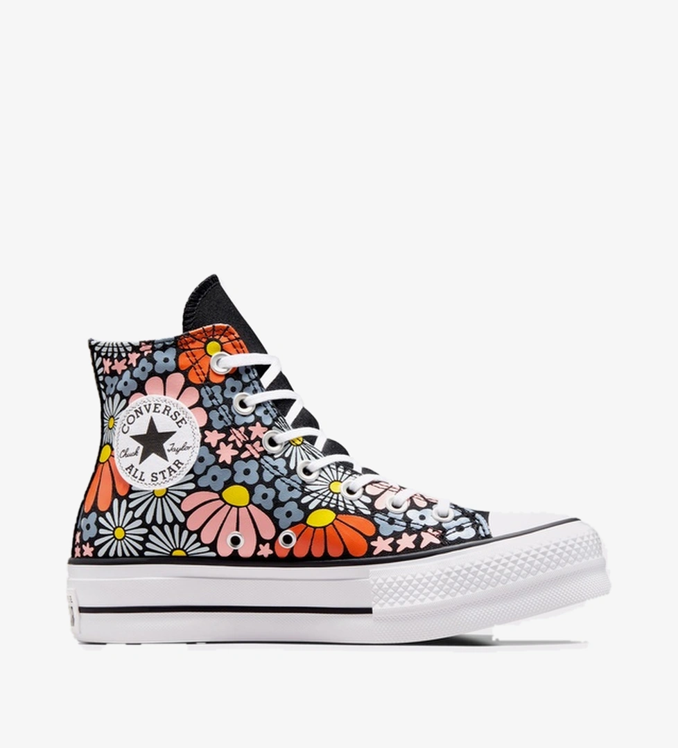 Converse Converse Chuck Taylor All Star Lift Platform Floral Kadın Siyah Sneaker Occasion'da! Siyah - 1. görsel