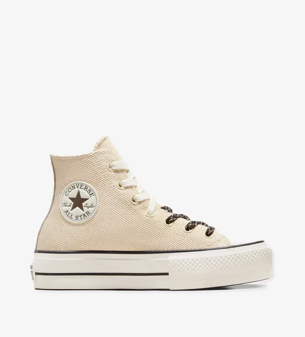 Converse Chuck Taylor All Lift Canvas & Leather Kadın Krem Sneaker