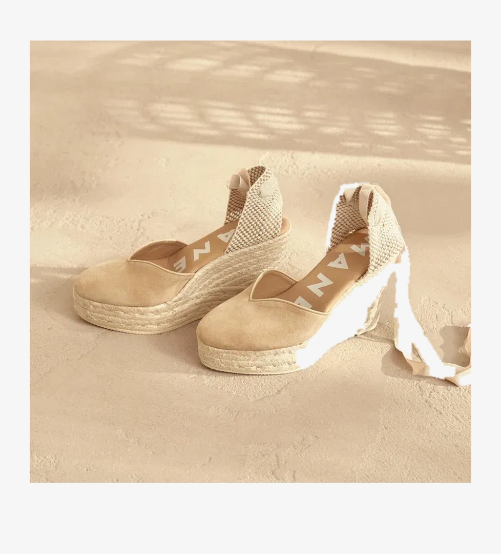 Manebi Manebi Hamptons Heart-shaped Espadril Wedge Kadın Bej Dolgu Topuk Ayakkabı model görseli