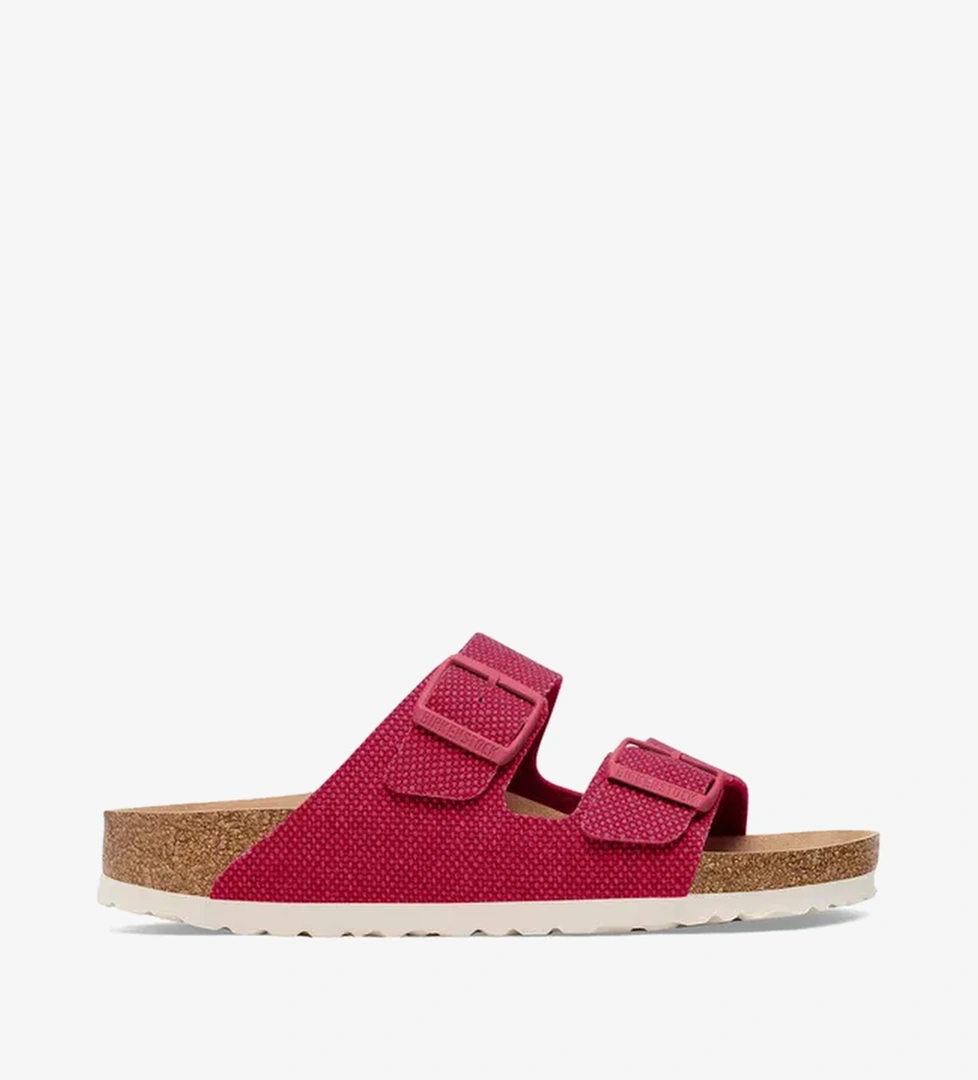 Birkenstock Arizona Tex Rough Canvas Vegan Kadın Pembe Terlik - Görsel 1