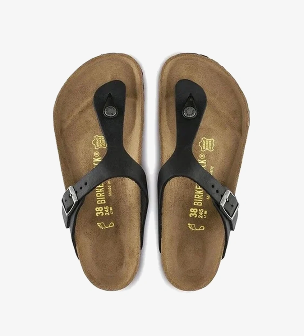 Birkenstock Birkenstock Gizeh Oiled Leather Unisex Siyah Terlik Occasion'da! Siyah - 1. görsel