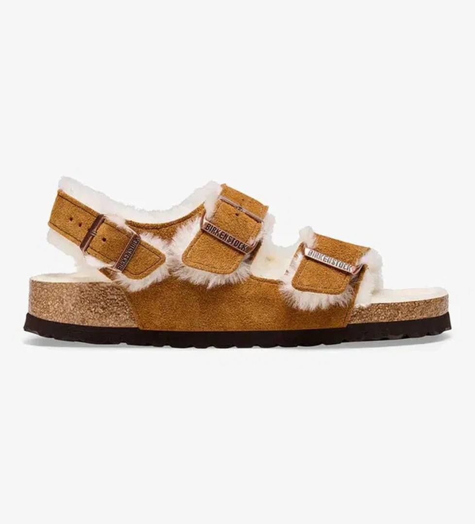 Birkenstock Milano Shearling Vl Kadın Kahverengi Terlik - Görsel 1