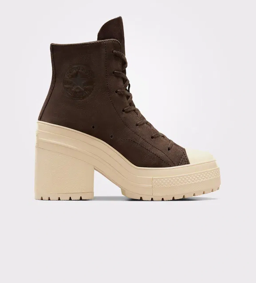 Converse Chuck 70 De Luxe Heel Unisex Kahverengi Deri Platform Sneaker