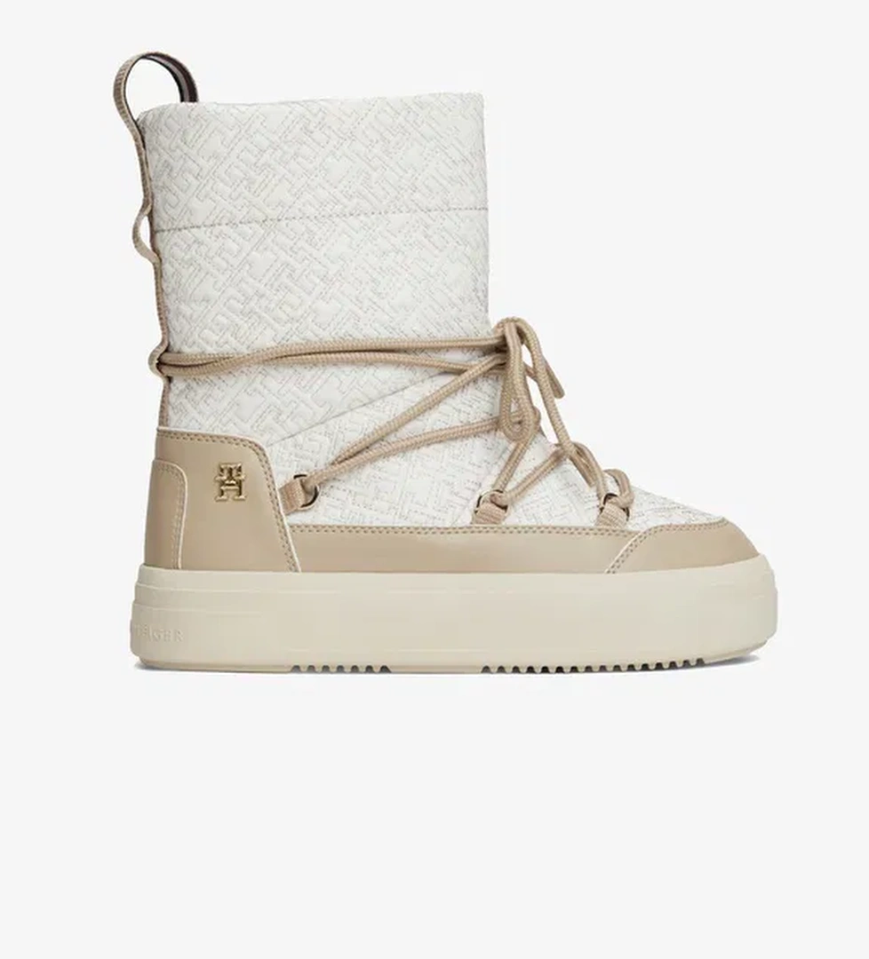 Tommy Hilfiger Tommy Hilfiger Lace-up Monogram Kadın Bej Bot model görseli