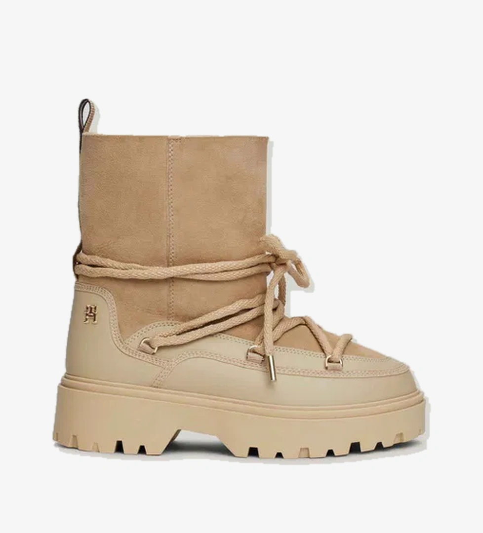 Tommy Hilfiger Tommy Hilfiger Shearling Leather Lace-Up Kadın Bej Bot model görseli