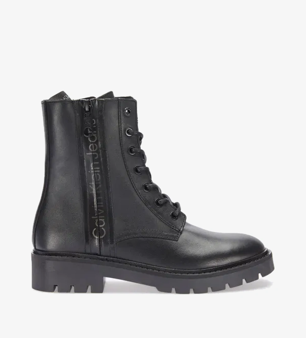 Calvin Klein Jeans Combat Mıd Laceup Boot Zip Kadın Siyah Yağmur Botu - Görsel 1