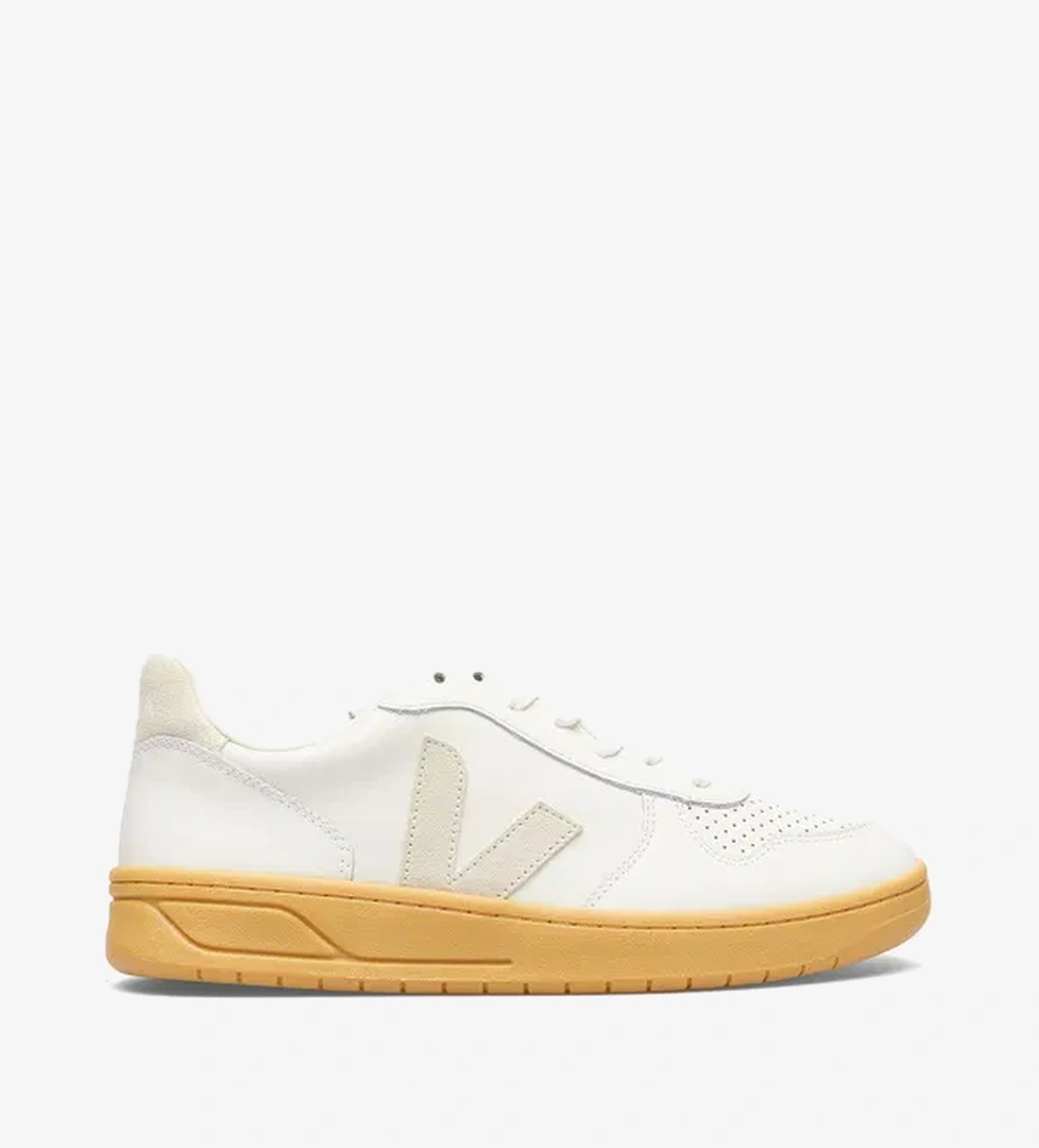 Veja V-10 Leather Erkek Beyaz Sneaker - Görsel 1