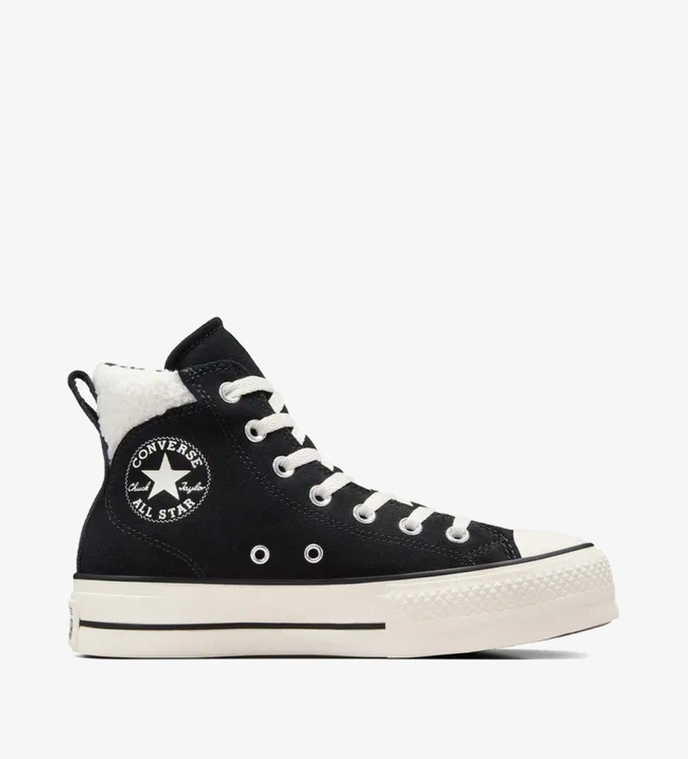 Converse Chuck Taylor All Star Puff Lift Unisex Siyah Deri Platform Sneaker - Görsel 1