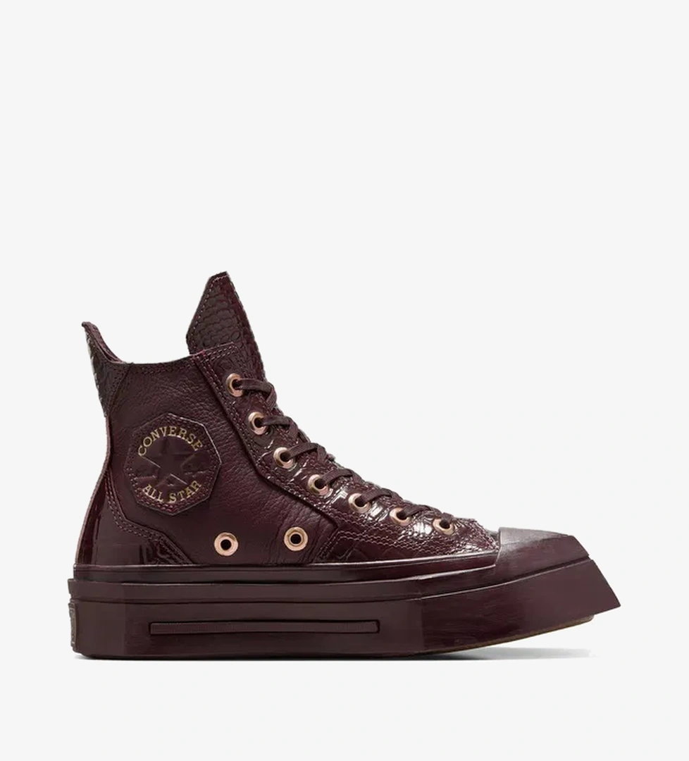 Converse Chuck 70 De Luxe Squared Unisex Bordo Deri Platform Sneaker