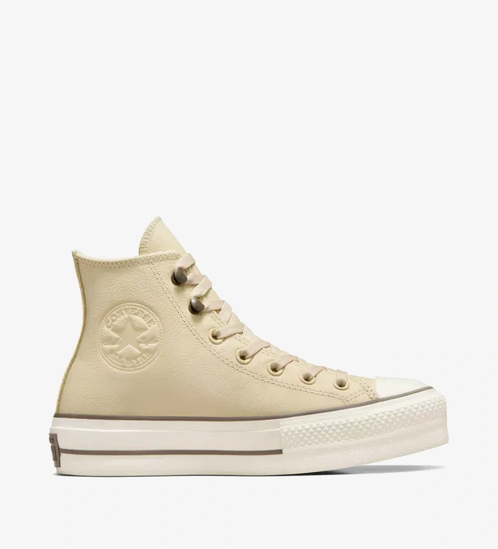 Converse Chuck Taylor All Star Lift Platform Weatherized Leather Unisex Krem Deri Bot - Görsel 1