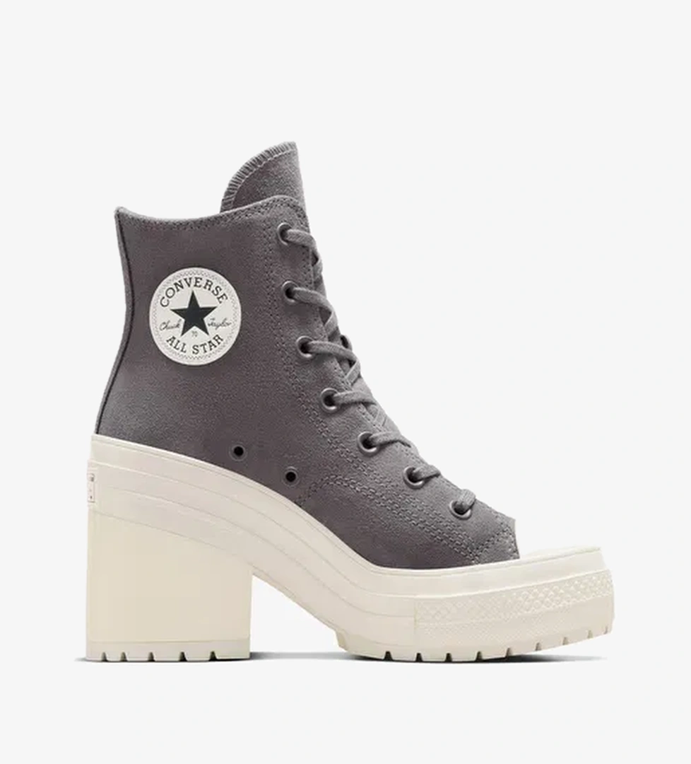 Converse Chuck 70 De Luxe Heel Unisex Gri Deri Platform Sneaker