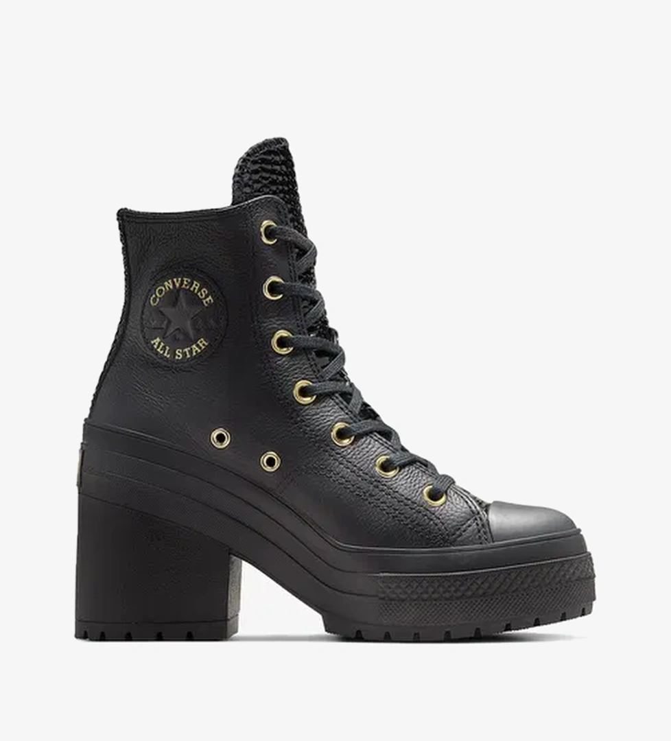 Converse Chuck 70 De Luxe Heel Unisex Siyah Deri Platform Sneaker