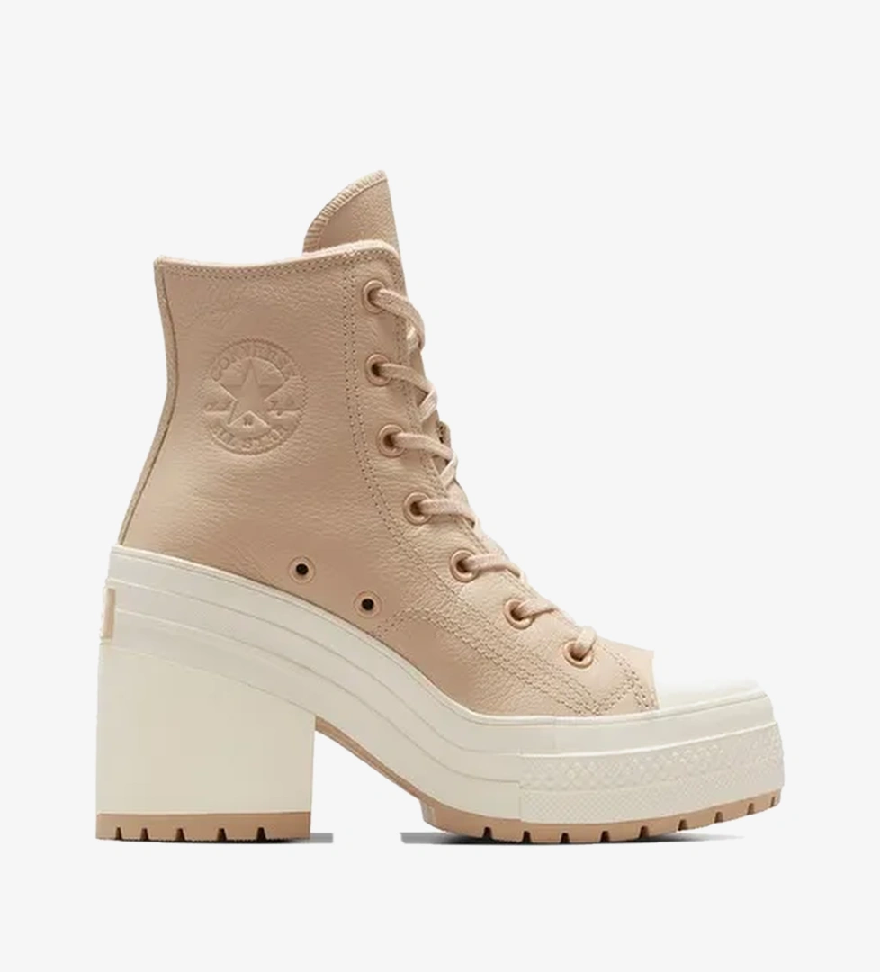 Converse Chuck 70 De Luxe Heel Unisex Krem Deri Platform Sneaker