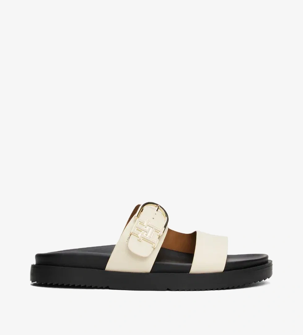 Tommy Hilfiger Leather Sporty Kadın Bej Terlik - Görsel 1