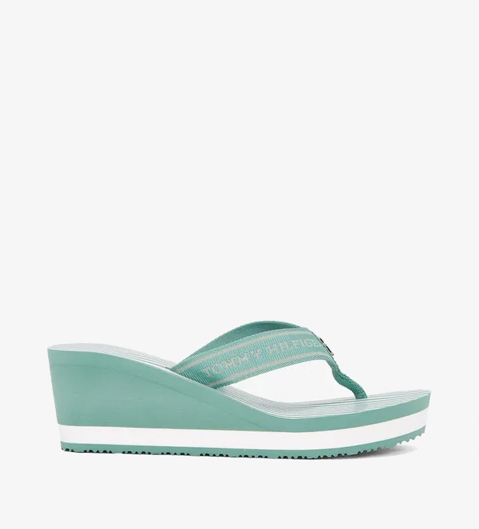 Tommy Hilfiger Tommy Hilfiger Stripes Wedge Beach Kadın Yeşil Terlik model görseli