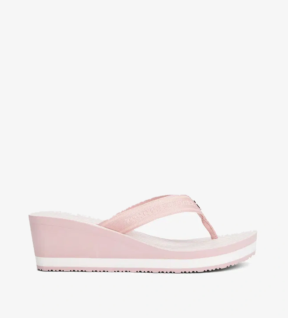 Tommy Hilfiger Stripes Wedge Beach Kadın Pembe Terlik