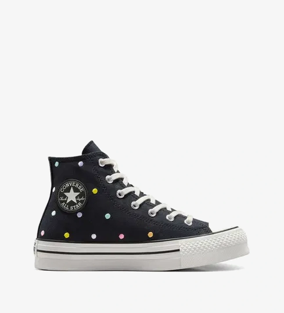 Converse Chuck Taylor All Star EVA Lift Polka Dots Çocuk Siyah Platform Sneaker
