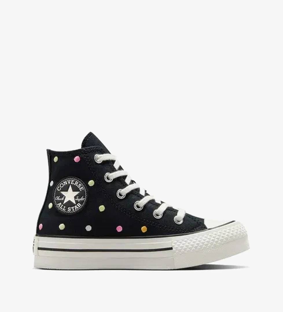Converse Chuck Taylor All Star EVA Lift Polka Dots Çocuk Siyah Platform Sneaker