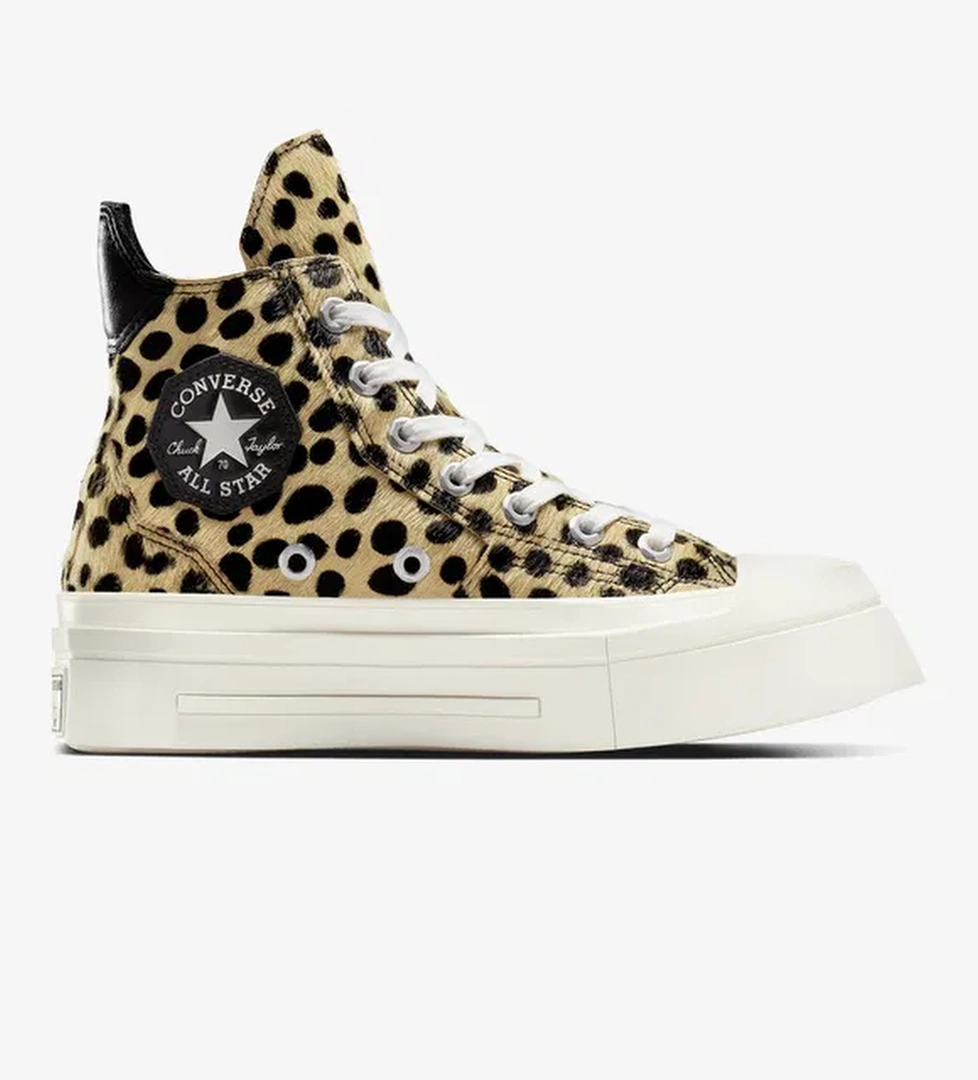 Converse Converse Chuck 70 Leopard Print De Luxe Squared Unisex Siyah Platform Sneaker model görseli