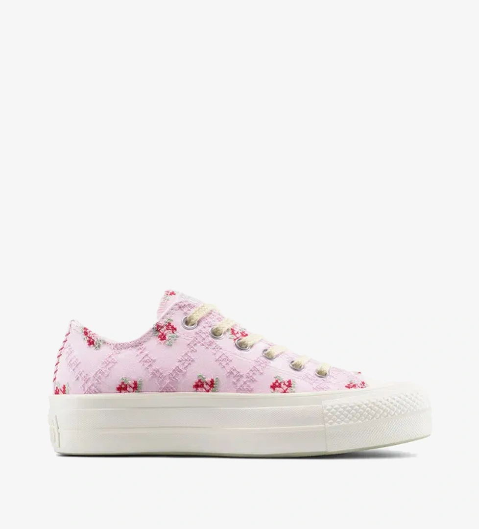 Converse Chuck Taylor All Star Lift Rose Cross Stitch Unisex Pembe Platform Sneaker