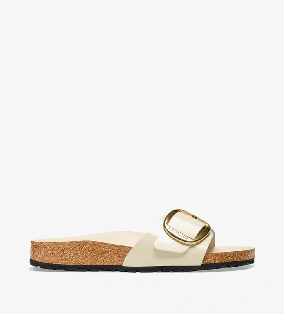 Birkenstock Madrid Big Buckle Nl High Shine Kadın Krem Terlik