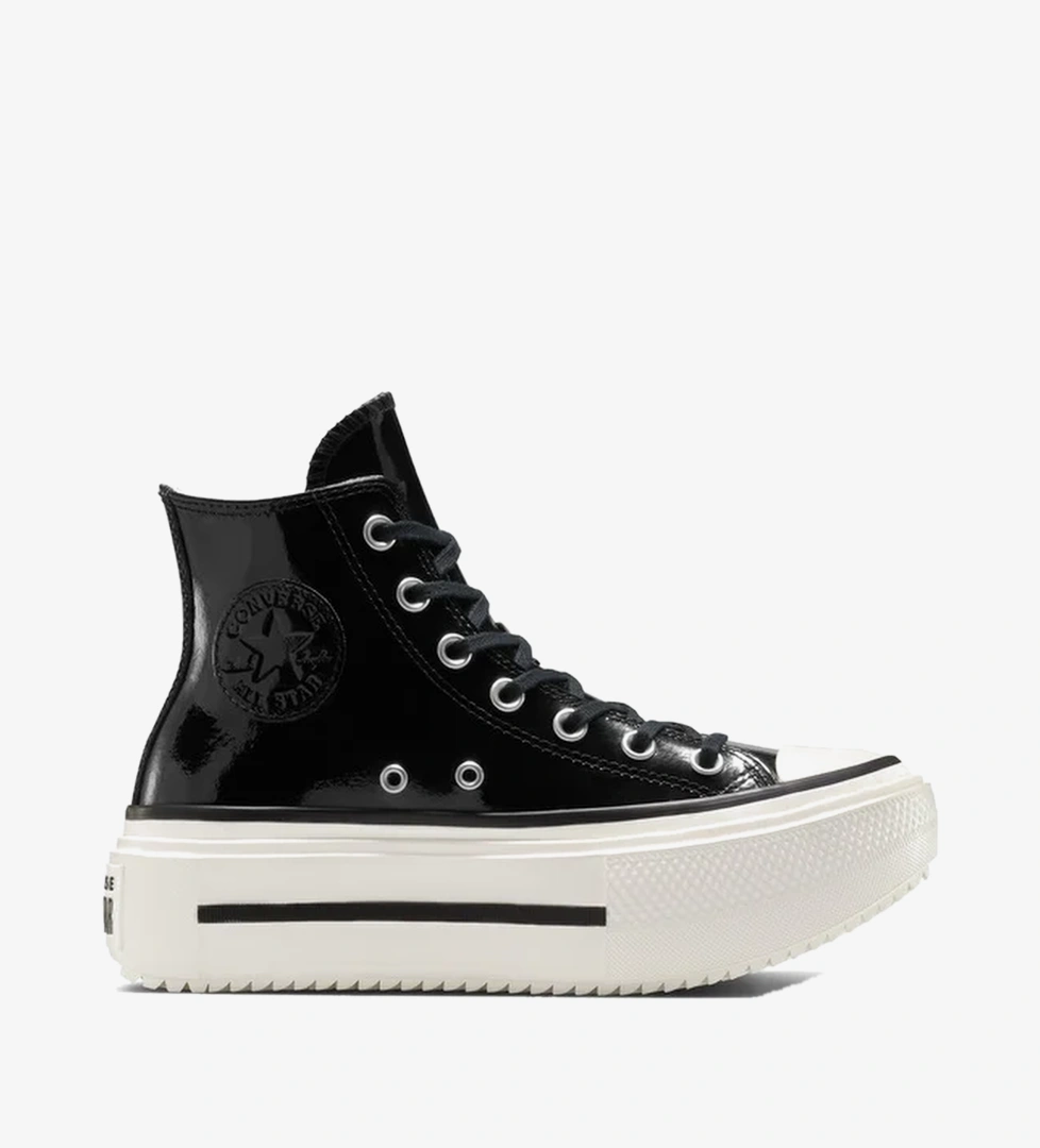 Converse Chuck Taylor All Star Lift Double Stack Platform Deri Kadın Siyah Sneaker