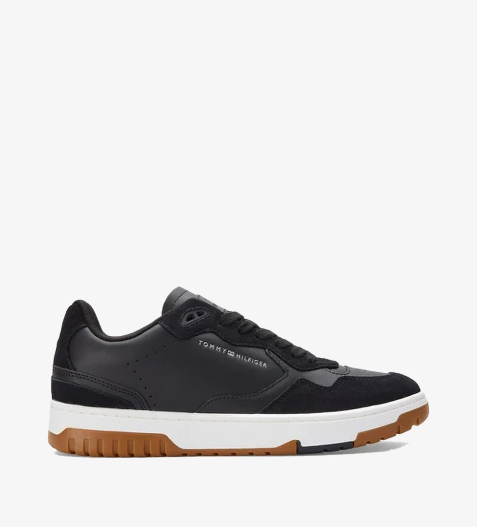 Tommy Jeans Leather Logo Basketball Erkek Siyah Sneaker