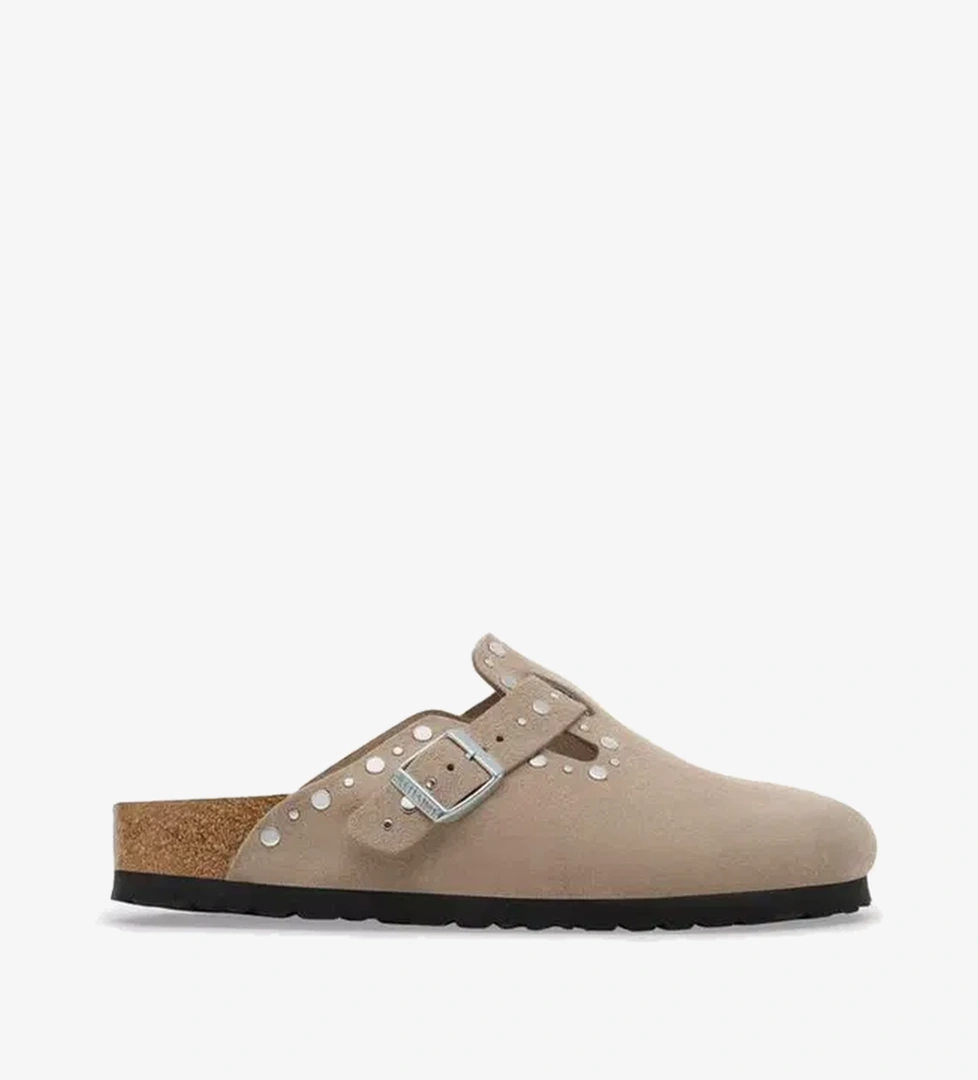 Birkenstock Birkenstock Boston Rivets Suede Kadın Gri Terlik Sandalet & Terlik | Occasion Gri - 1. görsel