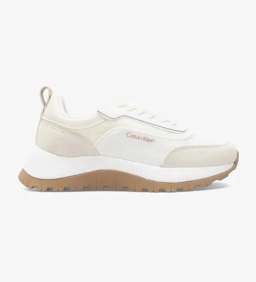 Calvin Klein Runner Lace Up Mesh Mix Kadın Beyaz Sneaker - Görsel 1