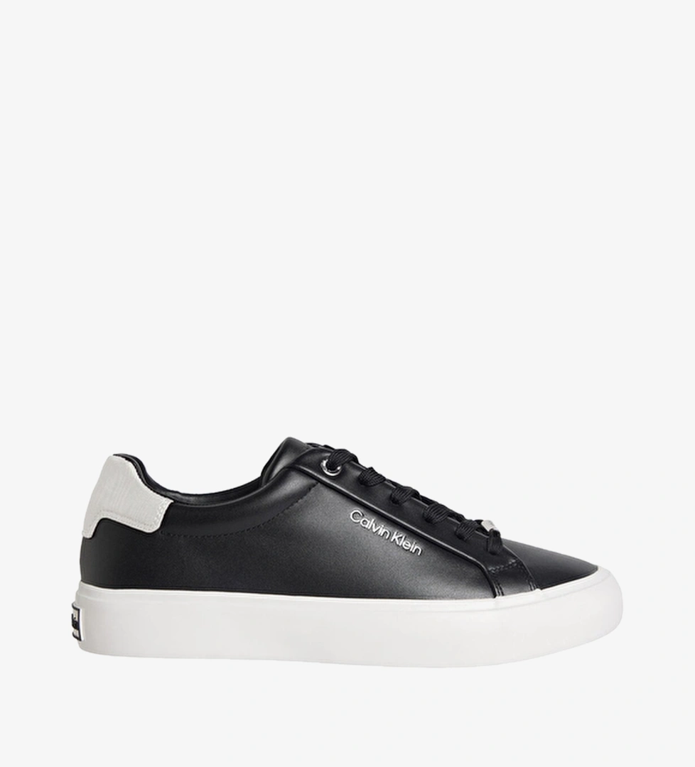 Calvin Klein Kadın Vulc Laceup Lth Moire Bt Ayakkabı HW0HW027470GK Siyah