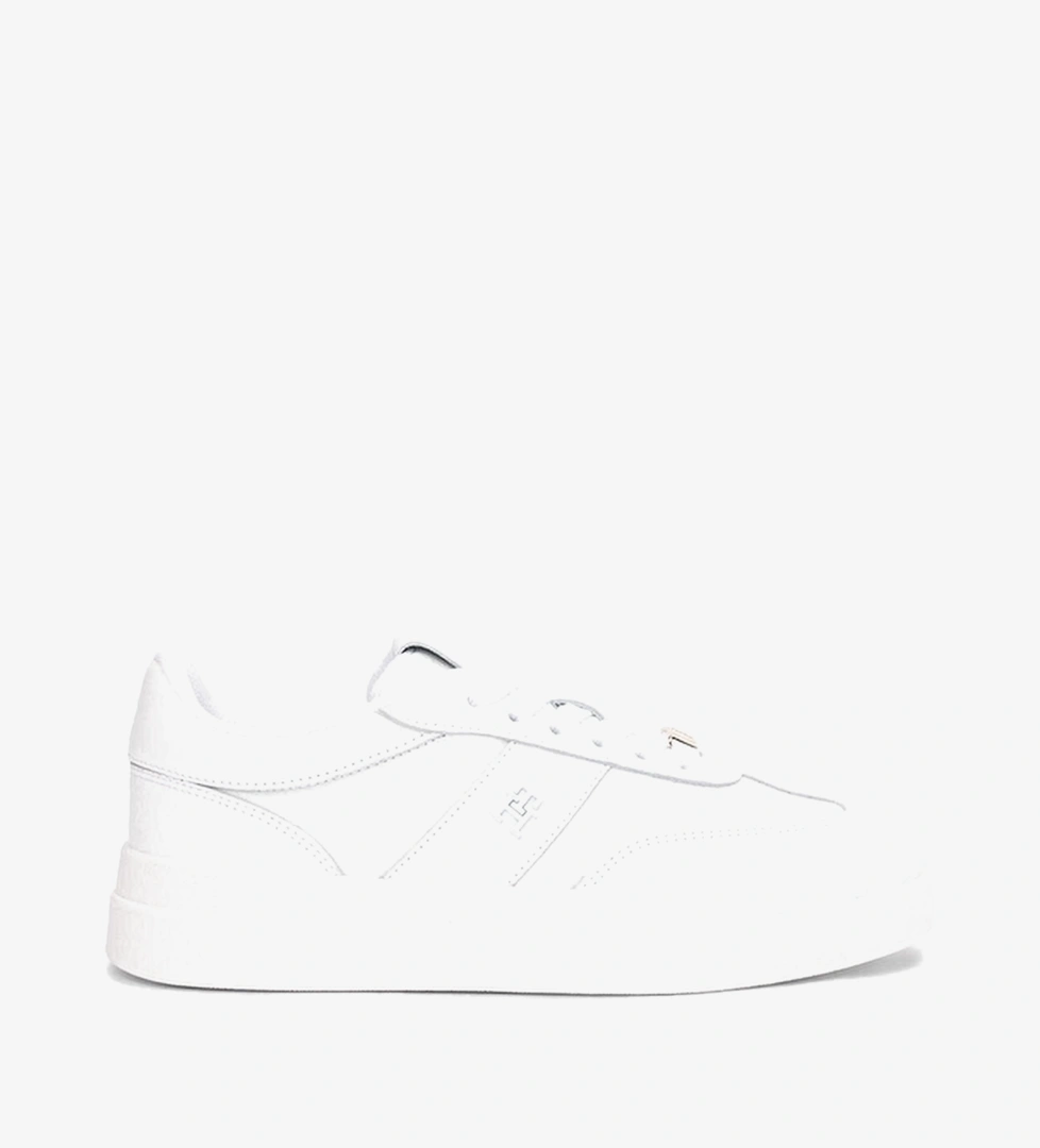Tommy Hilfiger Kadın Modern Court Sneaker Tumbled Ltr Ayakkabı FW0FW09029YBS Beyaz