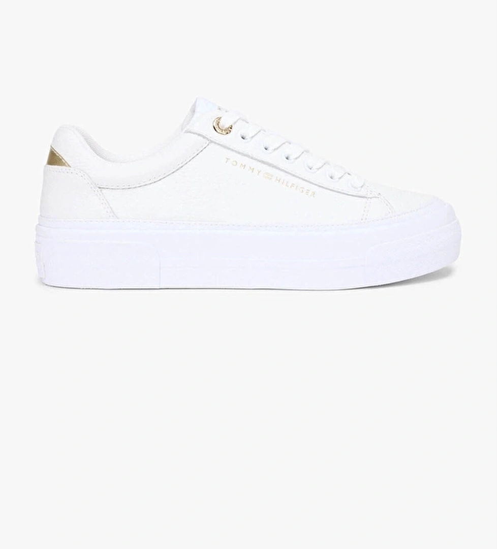 Tommy Hilfiger Kadın Platform Sneaker Tumbled Ltr Ayakkabı FW0FW09018YBS Beyaz