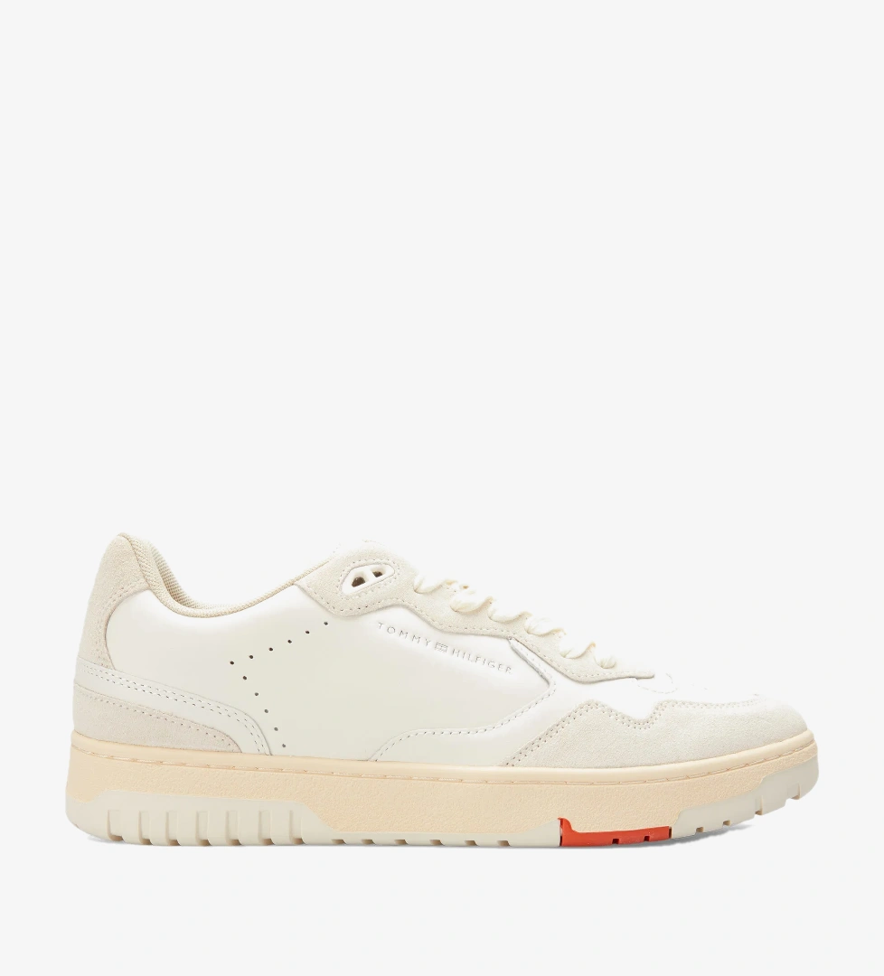 Tommy Jeans Leather Logo Basketball Erkek Beyaz Sneaker