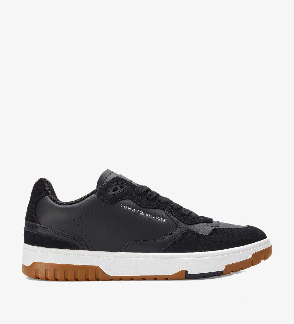 Tommy Jeans Leather Logo Basketball Erkek Siyah Sneaker