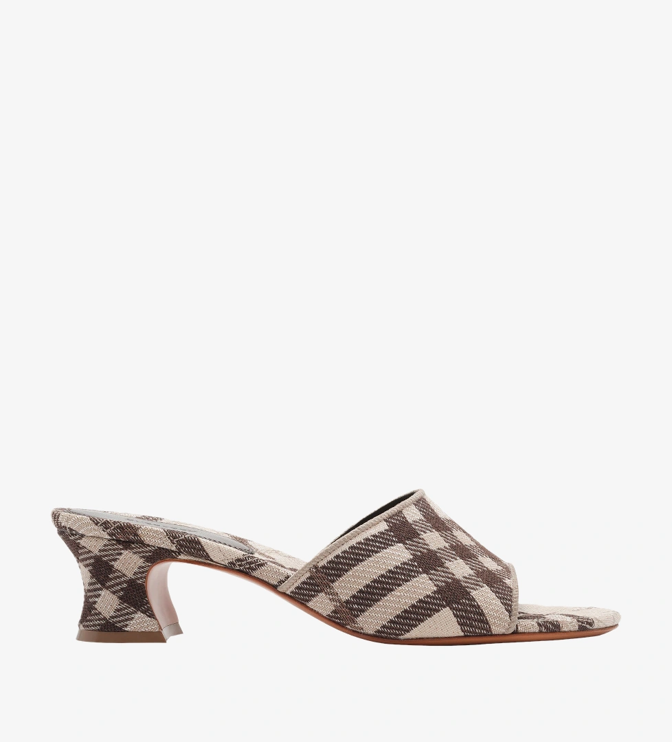 Burberry Sloane Mule Check Kadın Bej Topuklu
