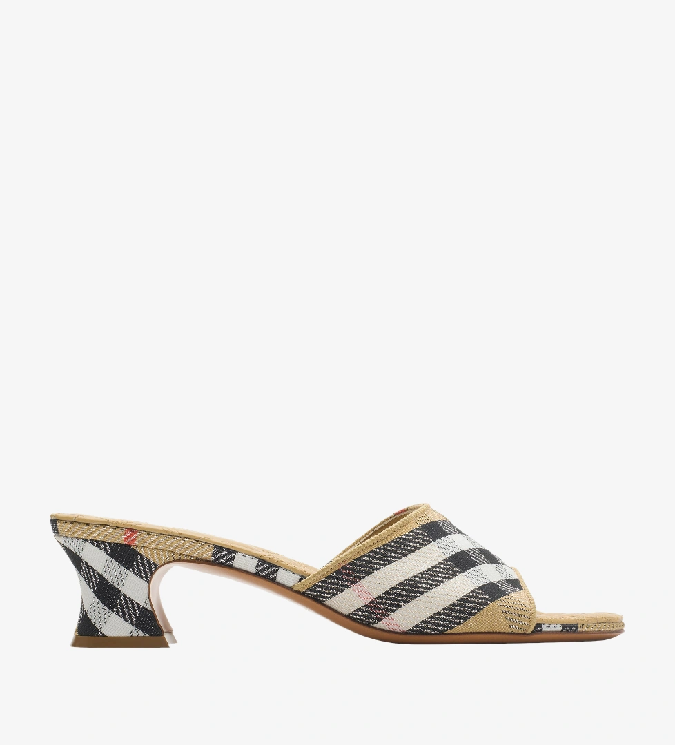 Burberry Sloane Mule Check Kadın Bej Terlik