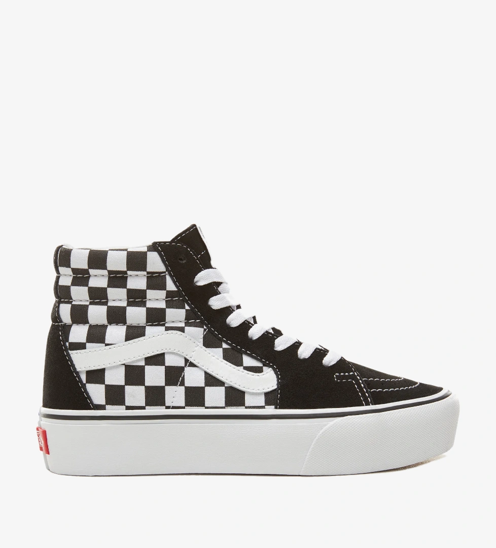 Vans Checkerboard Sk8-HI Platform 2.0 Siyah - Beyaz Kadın Sneaker