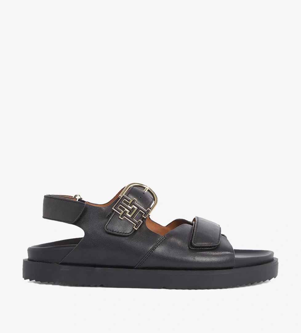 Tommy Hilfiger Leather Sporty Kadın Siyah Sandalet