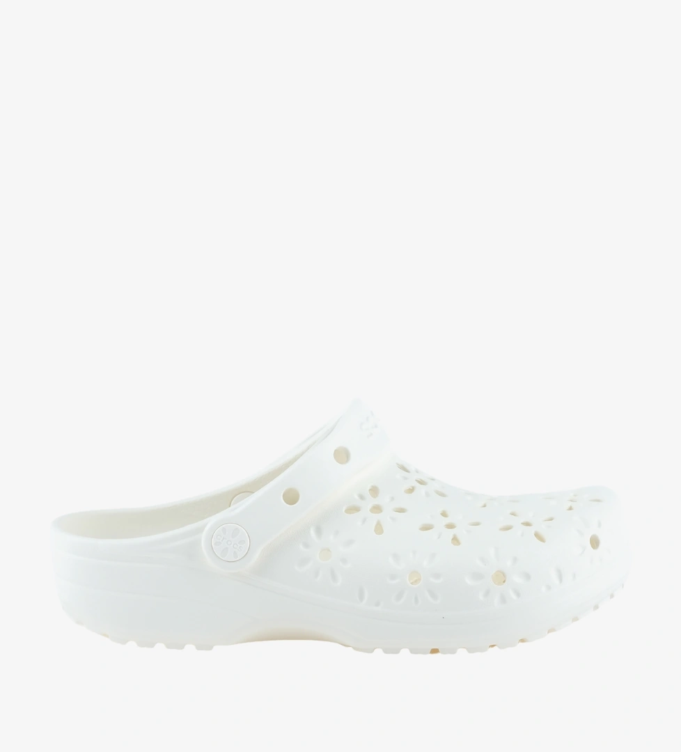Crocs Classic Floral Cut Out Kadın Beyaz Terlik (210927-0WV)