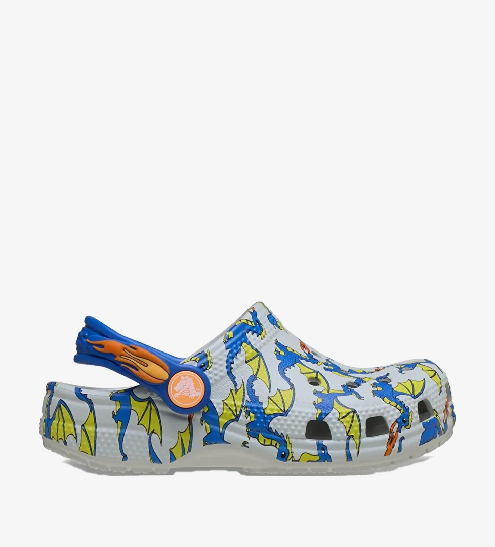 Classic Dragon Graphic Clog Çocuk Beyaz Günlük Stil Terlik 212514_1FT