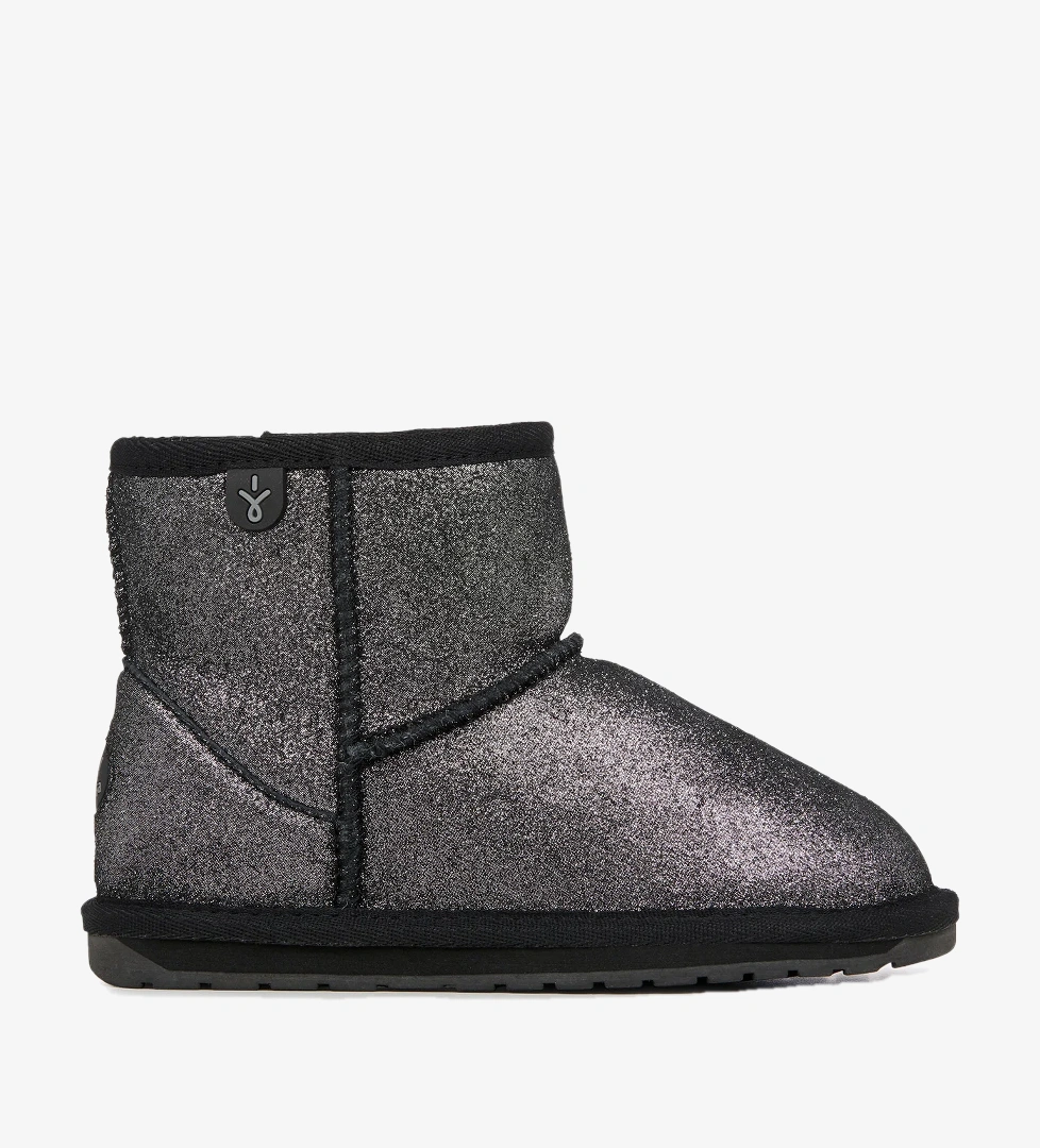 Emu Australia Wallaby Mini Metallic Kız Çocuk Siyah Bot