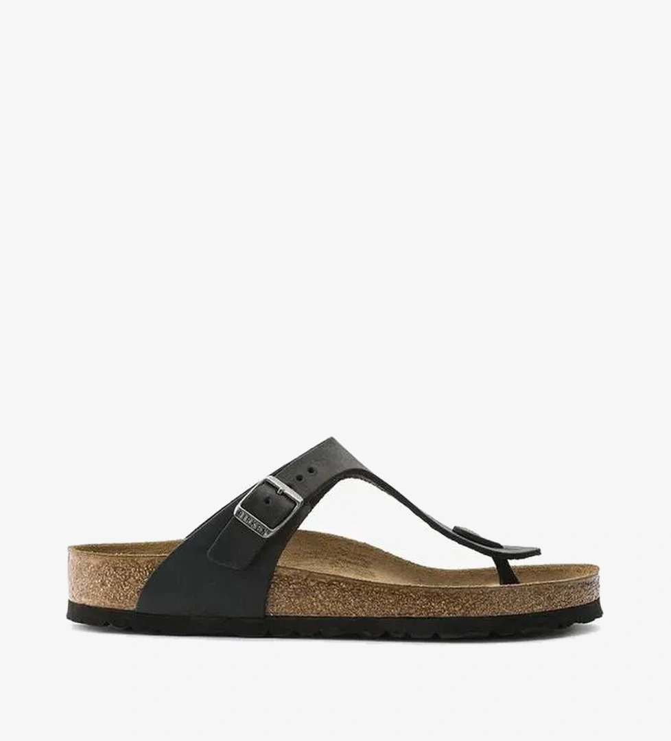 Birkenstock Gizeh Oiled Leather Unisex Siyah Terlik - Görsel 1