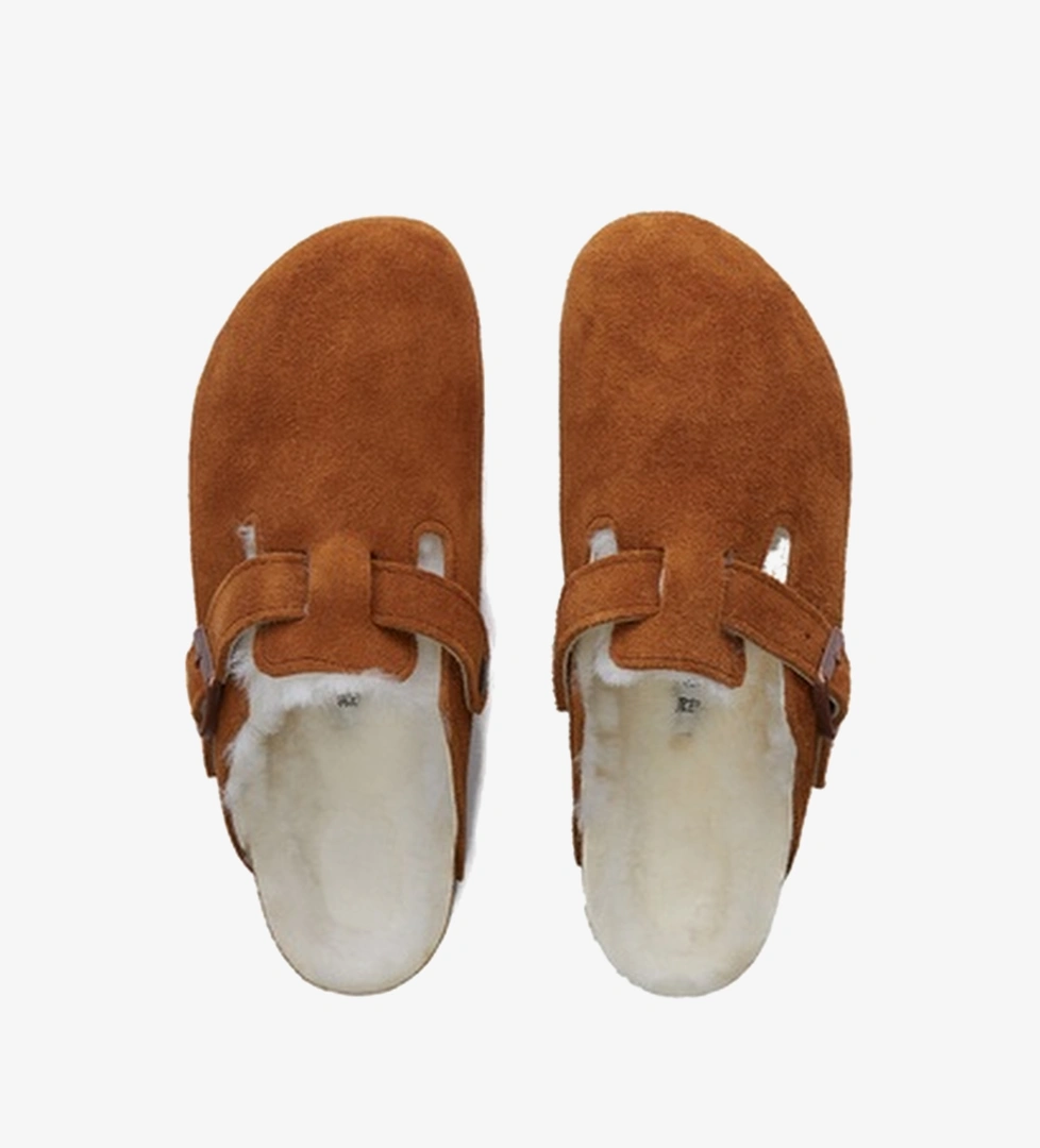 Birkenstock Suede Shearling Unisex Kahverengi Terlik
