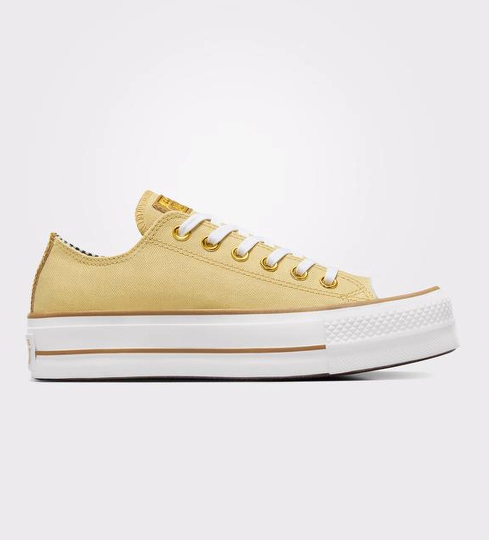 Converse Chuck Taylor All Star Lift Platform Herringbone Stripe Kadın Sarı Sneaker