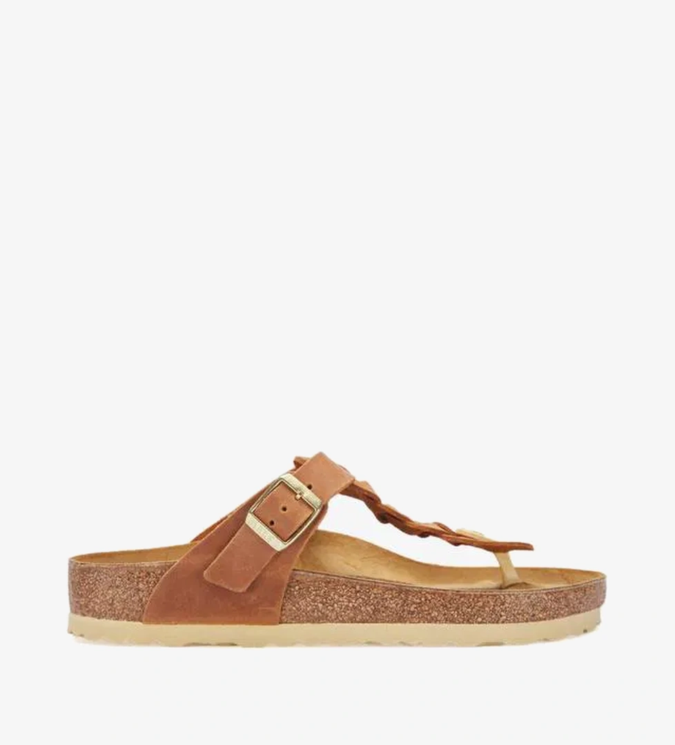 Birkenstock Gizeh Leoi Braided Kadın Kahverengi Terlik - Görsel 1