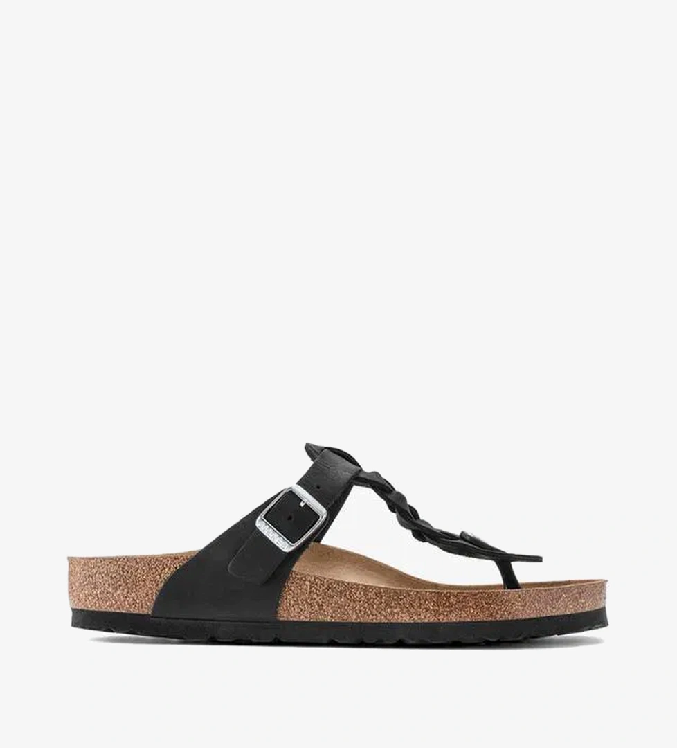 Birkenstock Gizeh Leoi Braided Kadın Siyah Terlik - Görsel 1