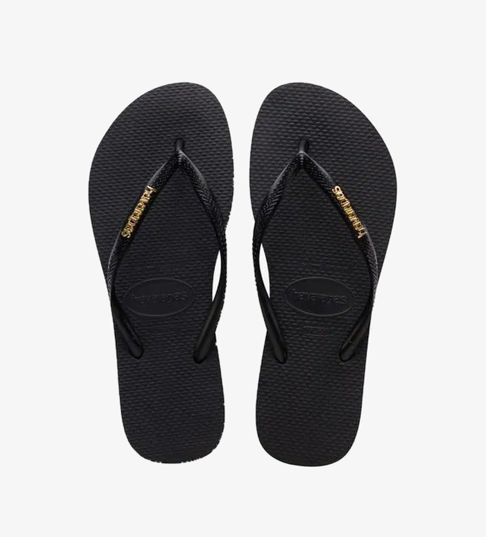 Havaianas Slim Logo Kadın Siyah Terlik - Görsel 1