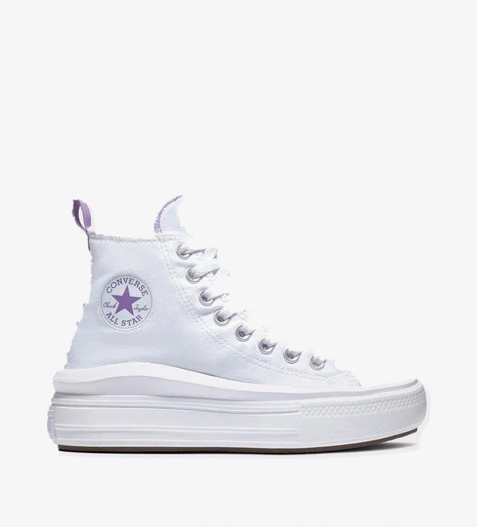 Converse Chuck Taylor All Star Move Platform Çocuk Mor Detaylı Beyaz Sneaker