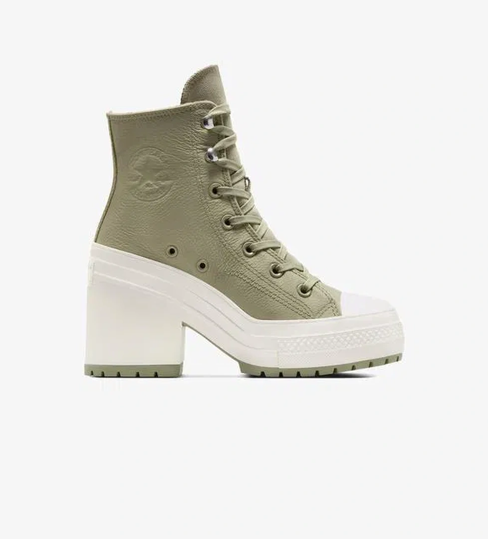 Converse Chuck 70 De Luxe Heel Unisex Haki Deri Platform Sneaker
